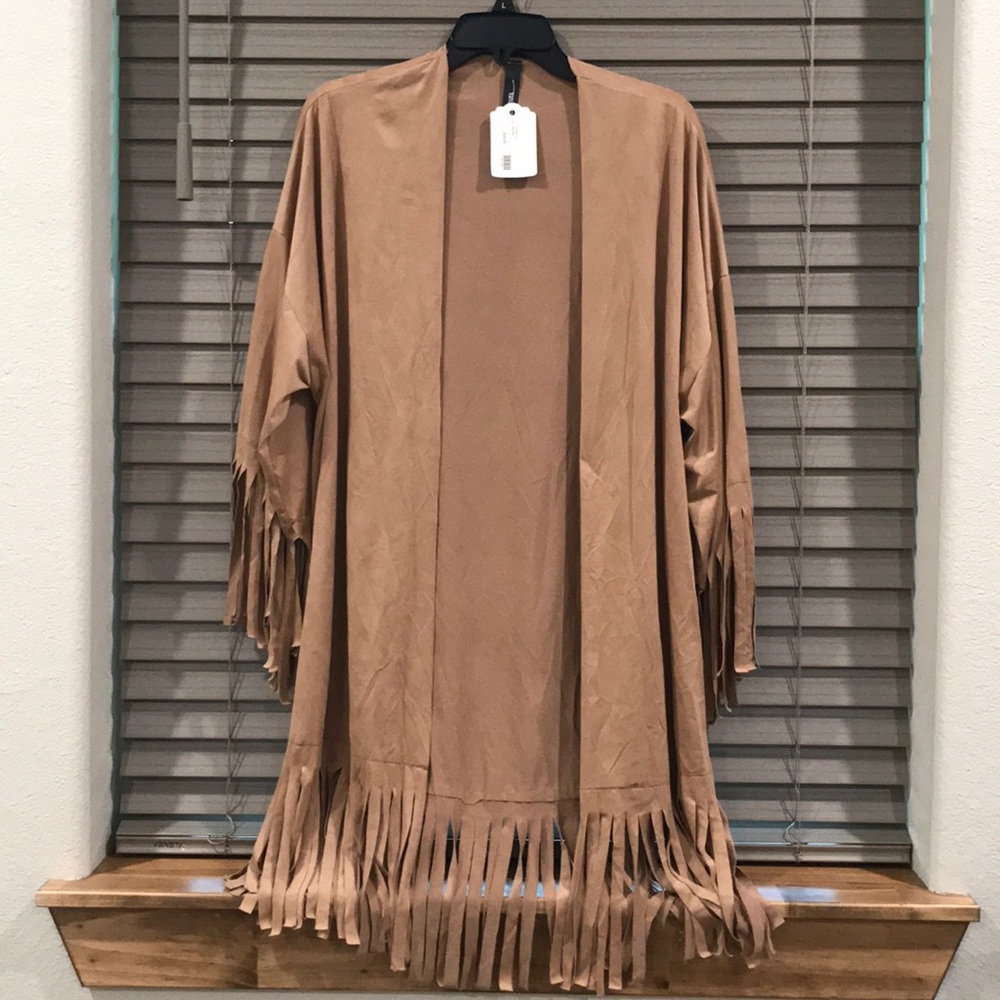 Tan Fringe Cardigan